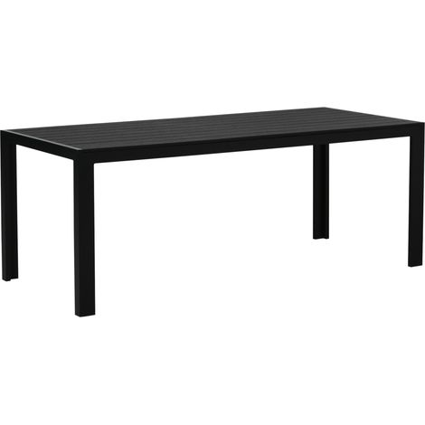 Table de jardin plastique étanche aspect bois 190x84.5x72 cm noir