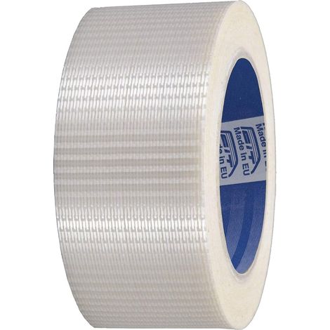 Ruban adhésif renforcé tissé transparent, rouleau de 50 mm x 50 mètres, avec des fils entrelacés résistants à la traction (1/5)