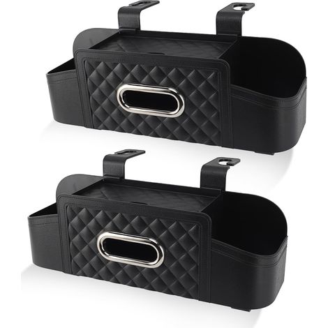 Organiseur de Dossier de Siège Auto avec Porte-boissons et Boîte à Mouchoirs, Boîte de Rangement Multifonctionnelle en Plastique pour Accessoires de Voyage de Voiture, Porte-gobelet, Boîte à Mouchoirs (1/5)