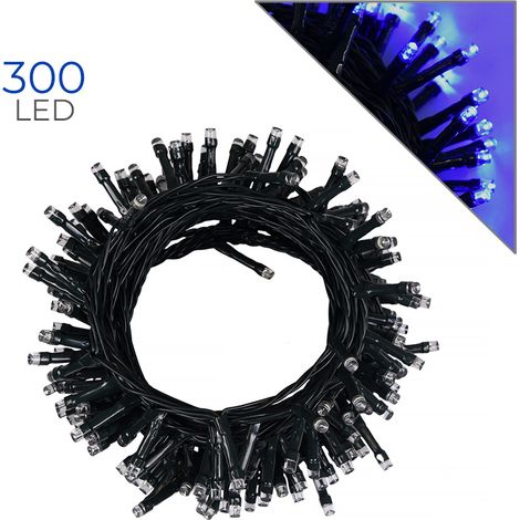 SPLENDIDA CATENA LUMINOSA 300 LED BLU DA 15MT CON CAVO VERDE - IDEALE PER DECORAZIONI NATALIZIE E FESTE ALL'APERTO CON 8 EFFETTI DI LUCE