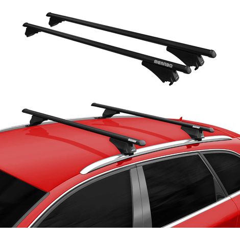 Menabo Dachträger Grundtäger kompatibel mit Cupra Formentor 2024-2026 FL Aluminium 75kg Schwarz 2tlg Offene Reling für Fahrradträger, Dachboxen, Skiträger Abschließbar (1/5)