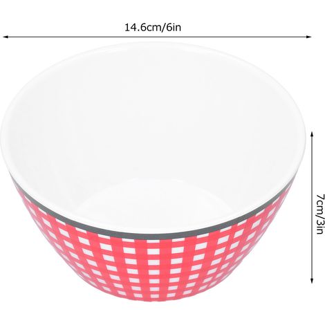 Ensemble de 4 saladiers de 15 cm (6 po) en porcelaine imitation à carreaux rouges, idéal pour servir les repas. (1/5)