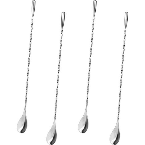 4 Pièces Cuillère à Cocktail en Acier Inoxydable Cuillères à Mélanger Longue Spirale Manche Cuillères à Gin pour Martinis Café Bar Cuillères à Cocktail Shaker Agitateur Cocktail (1/5)