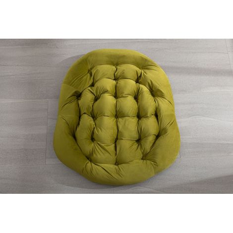 Chaise à bascule extérieure en rotin, fauteuil relaxant avec coussin rembourré pour terrasse, jardin, balcon et salon, vert olive (1/5)