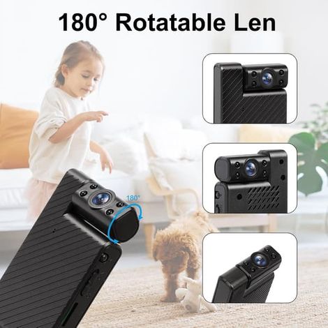Mini caméra cachée avec objectif rotatif à 180° - Caméra espion WiFi Ultra HD - Télécommande - Détection de mouvement - Contrôle via application mobile et en temps réel (1/5)