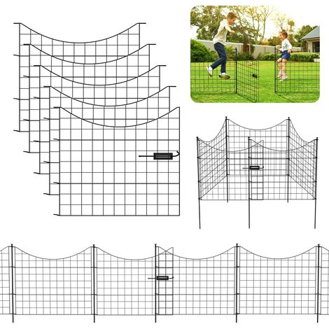 Jiubiaz 5X Teichzaun Metallzaun Zaunelementen Unterbogen Garden Gartenzaun Gartentor Zaun Unterbogen Schwarz