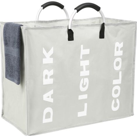 Sac à linge pliable à 3 compartiments, panier à linge en tissu Oxford résistant, sac de rangement multifonction portable avec poignée en alliage (1/5)