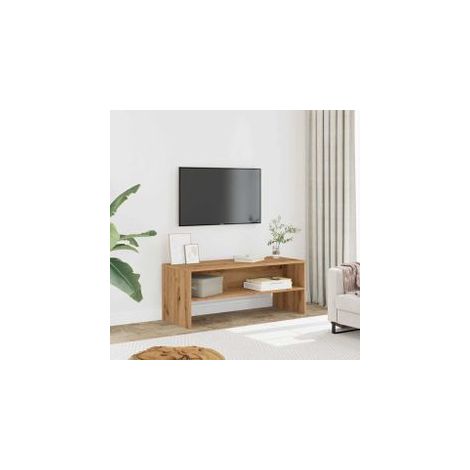 Meuble TV chêne artisanal 100x40x40 bois d'ingénierie (1/5)
