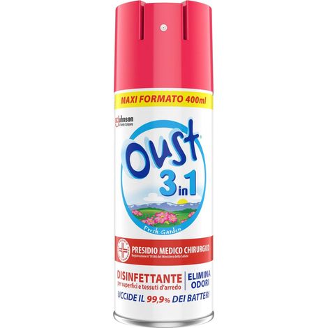 OUST 3 IN 1 SPRAY ELIMINA ODORI DISINFETTANTE DA 400 ML OPENAIR ROSA (1/2)