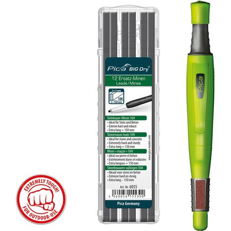 Pica BIG DRY Longlife Automatic Trade Marker Pencil Hard 10H Graphite Refills (1/4)