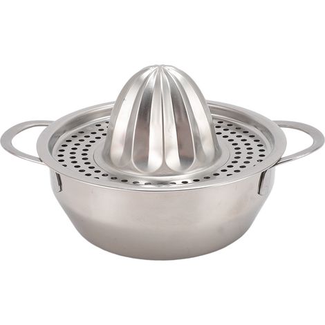 Spremiagrumi manuale in acciaio inox, con ciotola e filtro per agrumi, limoni, arance e lime. (1/5)