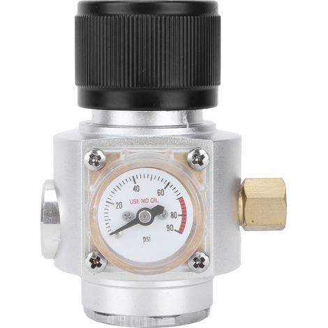 Régulateur de CO2 0-90 PSI, vanne de réduction de pression en acier inoxydable 3/8 po pour eau gazeuse, idéal pour le brassage amateur