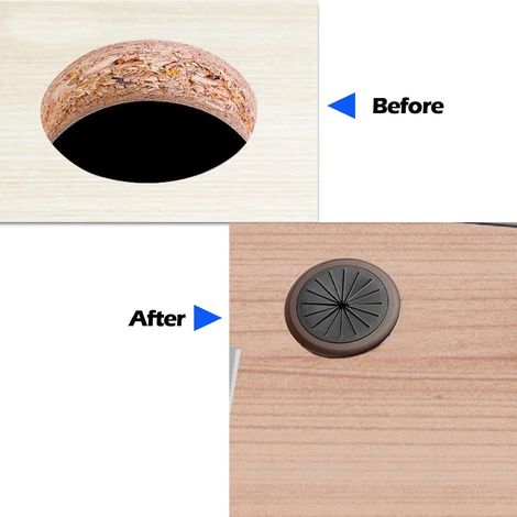 Passe-câble rond en plastique ABS (marron, 50 mm) – Convient aux meubles, placards, bureaux d'ordinateur et bureaux professionnels (1/3)