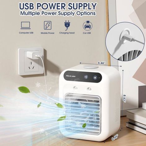 Climatiseur Portable - 25 W - 2 Vitesses - 500 Ml Réservoir - Batterie 1800 MAh - Pour Bureau Chambre Camping (1/5)