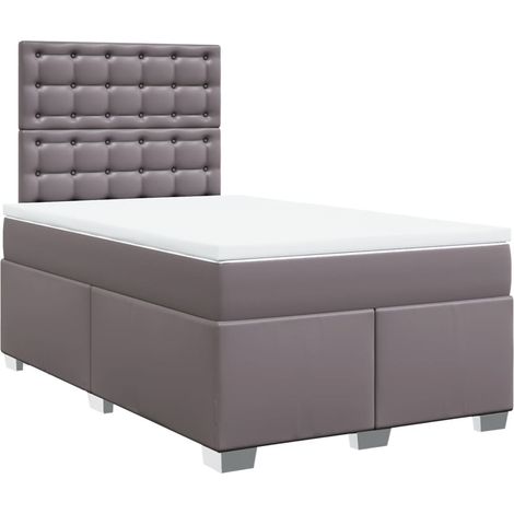 vidaXL Giroletto a Molle con Materasso Grigio 120x190 cm in Similpelle (1/5)