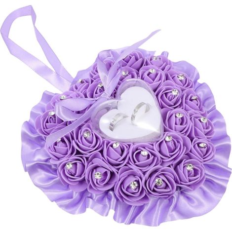Boîte à Bijoux Forme De Rose avec Coussin pour Alliances Élégante De Rangement pour Mariage Décoration Romantique (1/5)