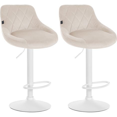 Set di 2 sgabelli da bar Lazio Velvet crema bianco