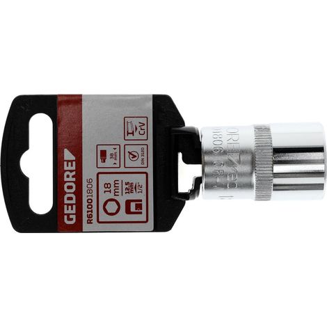 GEDORE Red Inserto per Chiave a Bussola, Attacco 1/2 pollici, 12.5 mm, Bocca Esagonale, Chiave a Bussola 18 mm, Utensile, R610001806, Acciaio (1/4)