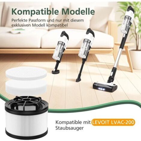 Lot de 3 filtres de rechange pour aspirateur sans fil Levoit LVAC 200, avec 6 filtres pré-moteur et 6 filtres post-moteur pour aspirateur sans fil Levoit LVAC 200, modèle de filtre LSV-V201F-WUS (1/3)