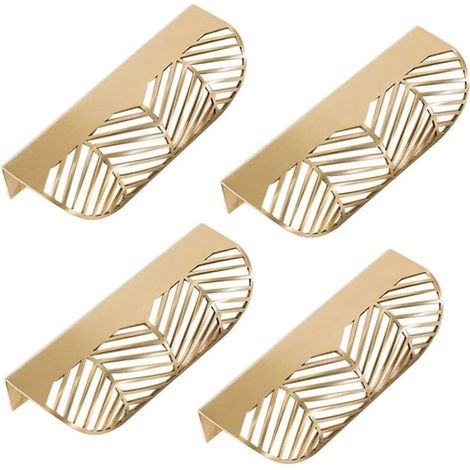 Poignée De Meuble Invisible 4 Pièces Alliage Zinc Fini Cuivre Brossé Pour Placard Armoire (1/4)