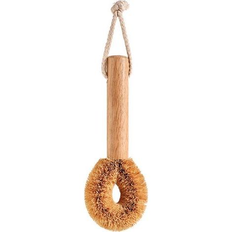 Brosse de Toilette en Bois-tête de Brosse en Fibre de Coco Naturelle et Manche en Bois de hêtre pour Salle de Bain, Brosse à récurer, Brosse de Nettoyage pour Toilettes(1pc) (1/5)