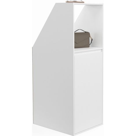Idmarket – Armoire sous pente 1 porte et 1 niche – Dimensions 40 x 50 x 110/70 cm – Blanc – Optimisée pour espaces sous combles