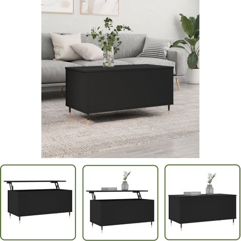 The Living Store Couchtisch Schwarz 90x44,5x45 cm Holzwerkstoff - Eleganter Couchtisch - Wohnzimmerstil - Holzwerkstoff Möbel - TV Stand - Beistelltisch (1/5)