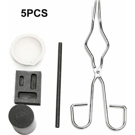 5Pcs Resistant A La Chaleur Coulee De Lingotiere Outil Smelting Or Argent Fournaise Kit Scrap Bijoux Raffinage De Fusion Metal Or Forge Set Graphite Fonderie Creuset Pour La Fusion Experience Chimique (1/5)