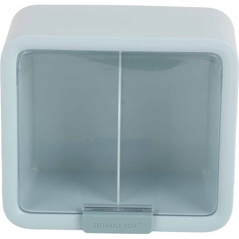 Puppenhaus-Schlafzimmer, Puppenhaus-Kleiderschrank, zweistöckige Aufbewahrungsbox mit blauer, transparenter Tür (1/5)