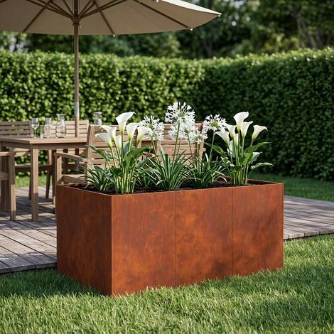 Cache-pot de jardin Rouillé 120 x 80 x 60 cm Acier patiné (1/5)
