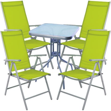 Bistrogarnitur 5-teilig 60x60cm Silbergrau/Lime-MMC33081+4xMMC5000GG (1/3)