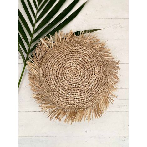 Taie d'oreiller ronde en raphia M 40x40 (1/3)