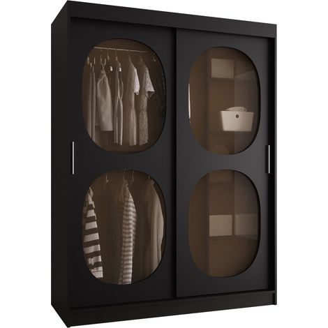 Armario Hartford 527, Negro, 200x150x62cm, Puertas de armario: Correderas, Número de estantes: 0