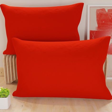 Lot de 2 Taies d'oreiller de Lit 50x30 cm, Housses de Coussin Unies Couleur Rouge, Taie Oreiller 100% Microfibre Hypoallergénique, Fabriqué en Italie