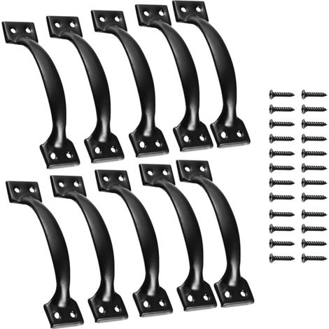 Lot de 10 poignées meubles vintage en fer noir, forme d'arche (1/5)