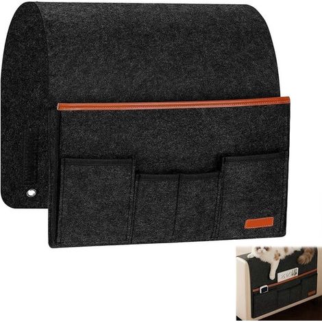 Organizador para reposabrazos de sofá con 5 bolsillos de almacenamiento, 91 x 34,8 cm, gris oscuro (1/5)