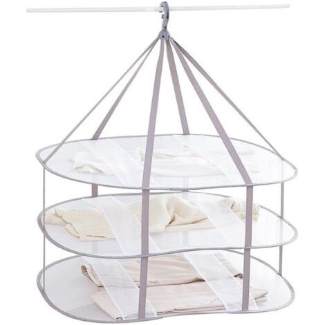 Séchoir à linge suspendu pliable à 3 niveaux en maille pour pulls 77 cm L x 61 cm l x 78 cm H (1/5)