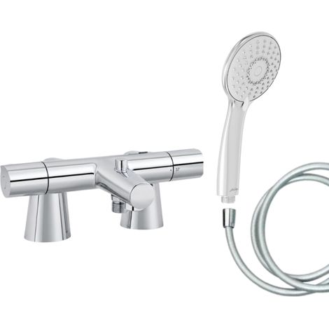 Mitigeur baignoire JACOB DELAFON Simone + pommeau de douche Juliette + flexible de douche lisse + colonnettes (1/5)