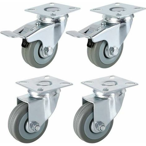 4 Stück Transportrollen 50 mm, 2 Stück Lenkrollen, 2 Stück Rollen mit Gummibremse (1/5)