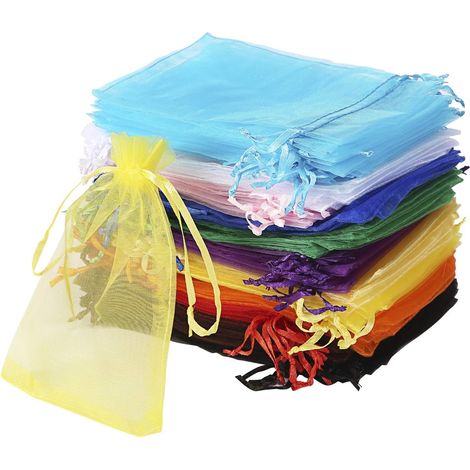 Sac Organza - 120 Pièces - 10 x 15 cm - Cordon Satiné - Couleurs Assorties - Pour Bijoux Cadeaux Faveurs Mariage Noël (1/5)