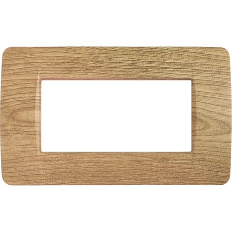 Placche Compatibile Con Bticino Matix, Placche Da 4 Moduli/Posti, Colore Legno Scuro (1/2)