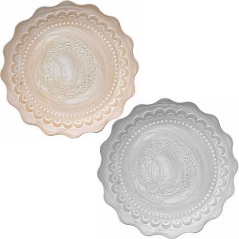 Sottopiatto da portata in legno grande vassoio centro tavola per casa 44cm idea regalo oggetti beige antracite - colorigenerali: BEIGE (1/5)