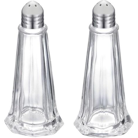 Salière et Poivrière, Set de 2, Capacité : env. 40 ml, Verre/Acier Inoxydable, New York, Argent/Transparent (1/5)