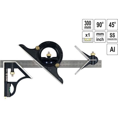 Kombinationswinkel Anschlagwinkel 300mm Multifunktionswinkel mit Anschlag Gegenläufige Skala Präzisionswinkel