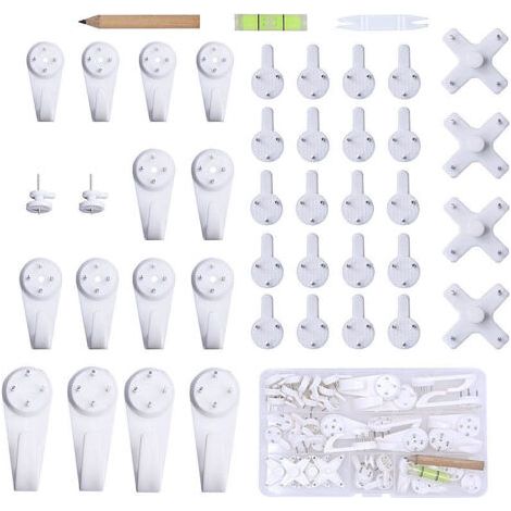 Lot de 43 crochets de fixation murale sans perçage – Plastique haute qualité – Pour surfaces en bois et revêtements muraux – Accroche cadre photo - 43pcs (1/4)