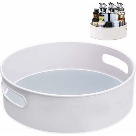 Rotating tray, rotating plastic spice rack for spices and condiments, kitchen storage, white (30 x 10 cm) (1/4)
