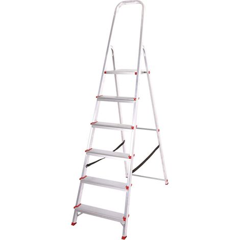 Inländische Aluminium scaletta - Alu Promo Step von 3 auf 7 Schritte steigt - 6 Gradini - H. da terra/piattaforma 119 cm - cavetto di rinforzo