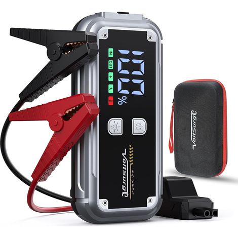 6000A Booster Batterie Voiture, Démarreur Batterie Voiture Portable(Jusqu'à 8.0L Diesel ou 10.0L Gaz), 12V Jump Starter d'urgence avec Lampe à LED, Grand Écran LCD, Pinces de Sûreté (1/5)