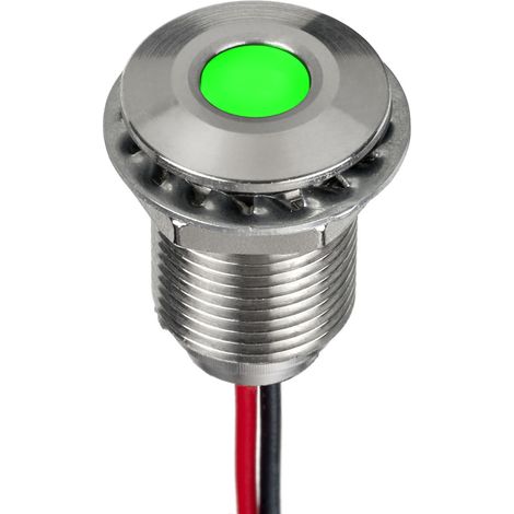 Voyant de panneau à LED LED lumineux  Vert RS PRO, dia. 10mm, 21.6  26.4V c.c., IP67 ( Prix pour 1 )
