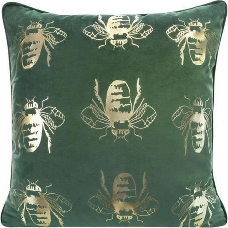 Taie D'Oreiller - 45x45 Cm - Velours - Vert Foncé - Contemporain - 1 Pièce